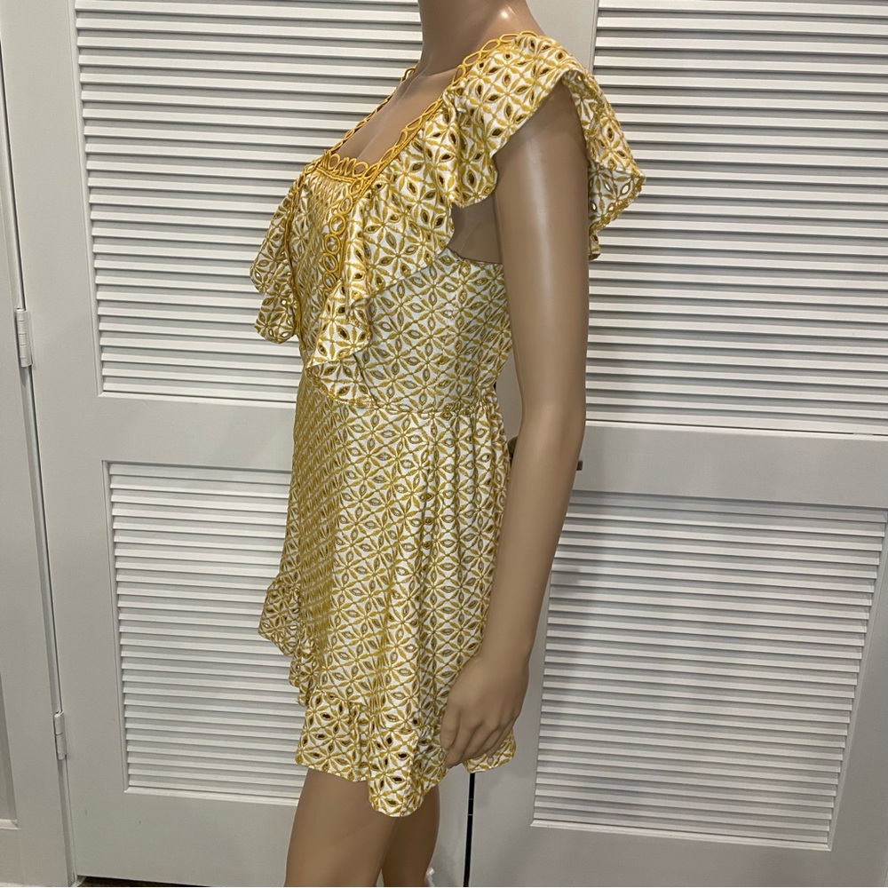 Yellow Embroidered Ruffle Dress - Picture 2 of 5